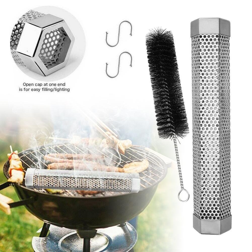 GOLRISEN Pellet Tube 12 Inch Smoking Tube Stainless Steel Cold or Hot Smoking BBQ Grills Foods Smoker for Cheese Fish Pork Beef Hexagon 